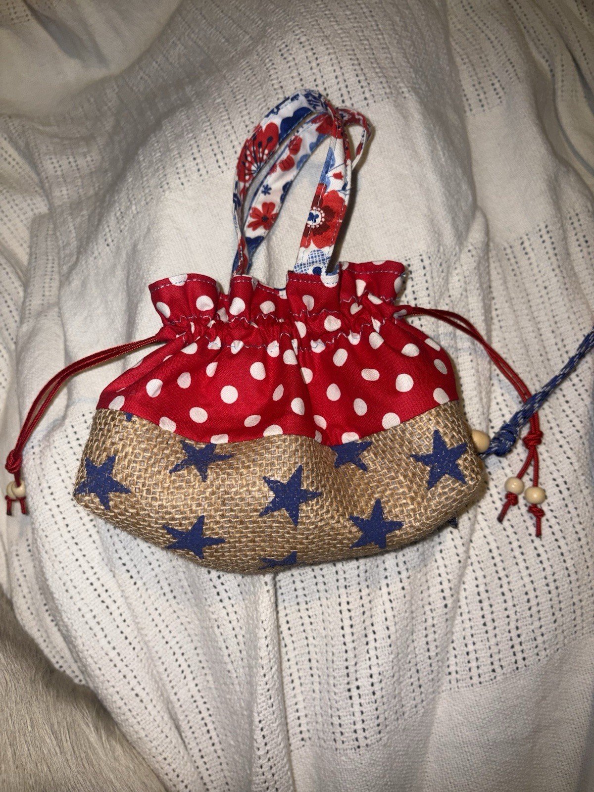 Handmade Reversible, Drawstring Bag ￼