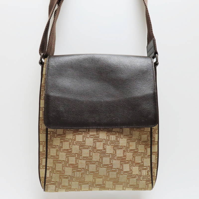 S04-k140 dunhill D-EIGHT canvas/leather shoulder bag beige/brown