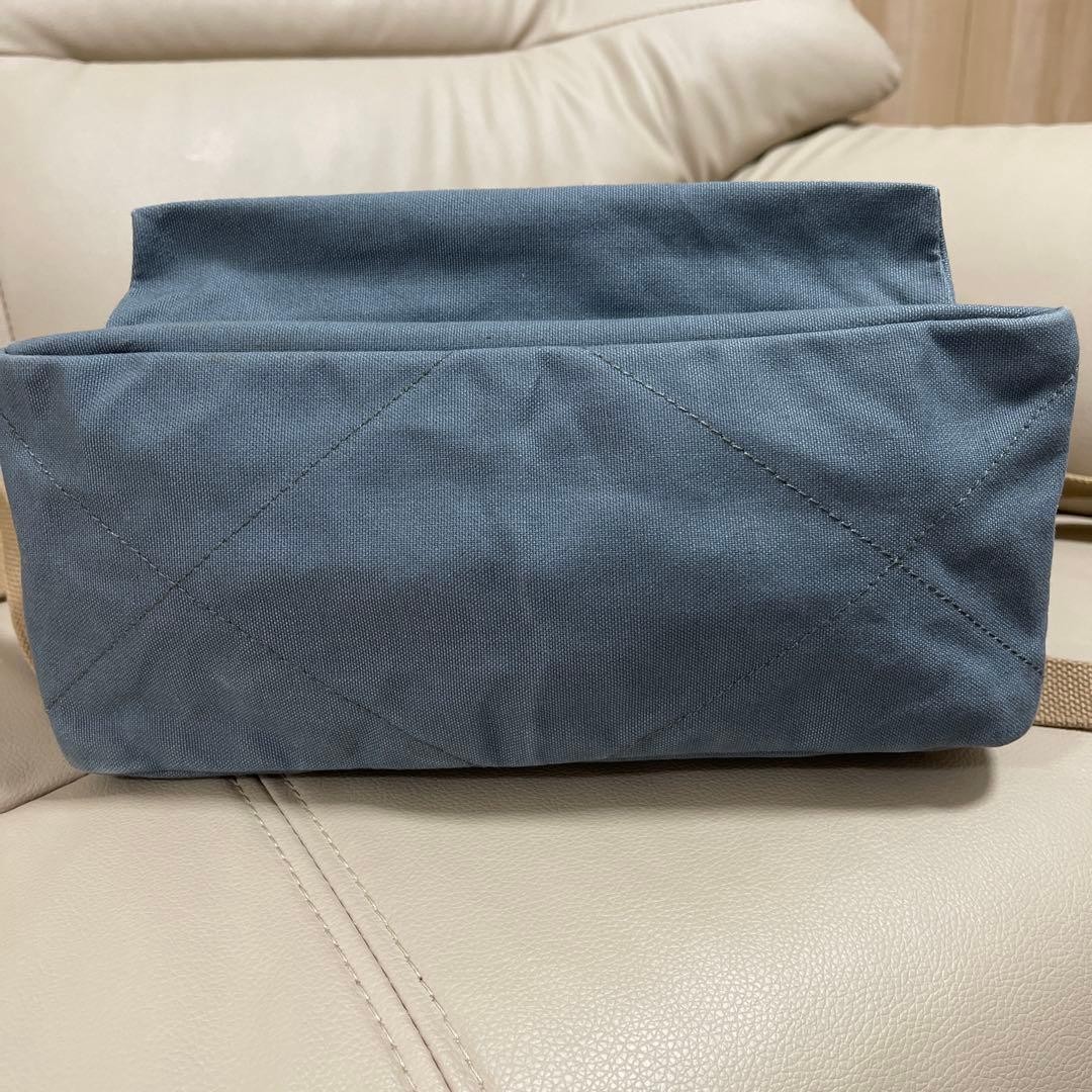 Shinzaburo canvas Backpack backpack blue gray x beige