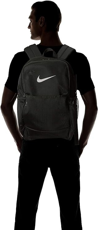 NEW Nike Brasilia MESH Backpack, Gym School Training – Black (18″ x 12″ x 7″)