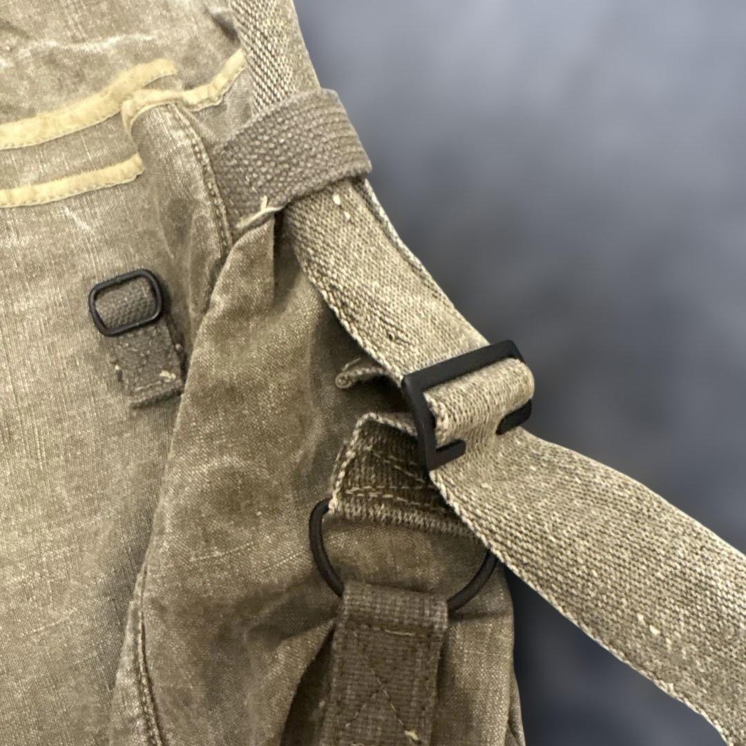 French Army Linen Shoulder Bag 1950s Used Military Canvas