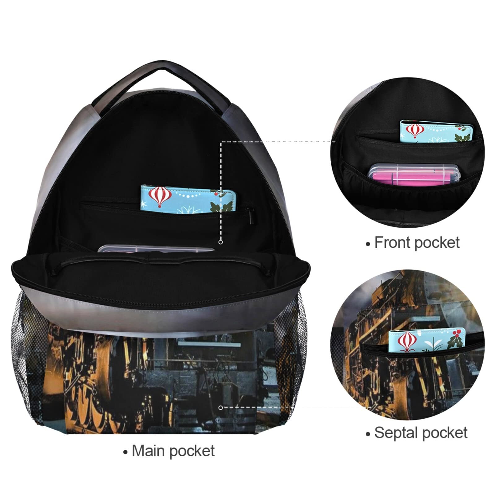 Kid Vintage Locomotive Train Backpack for Boys,Train Backpack Student College…