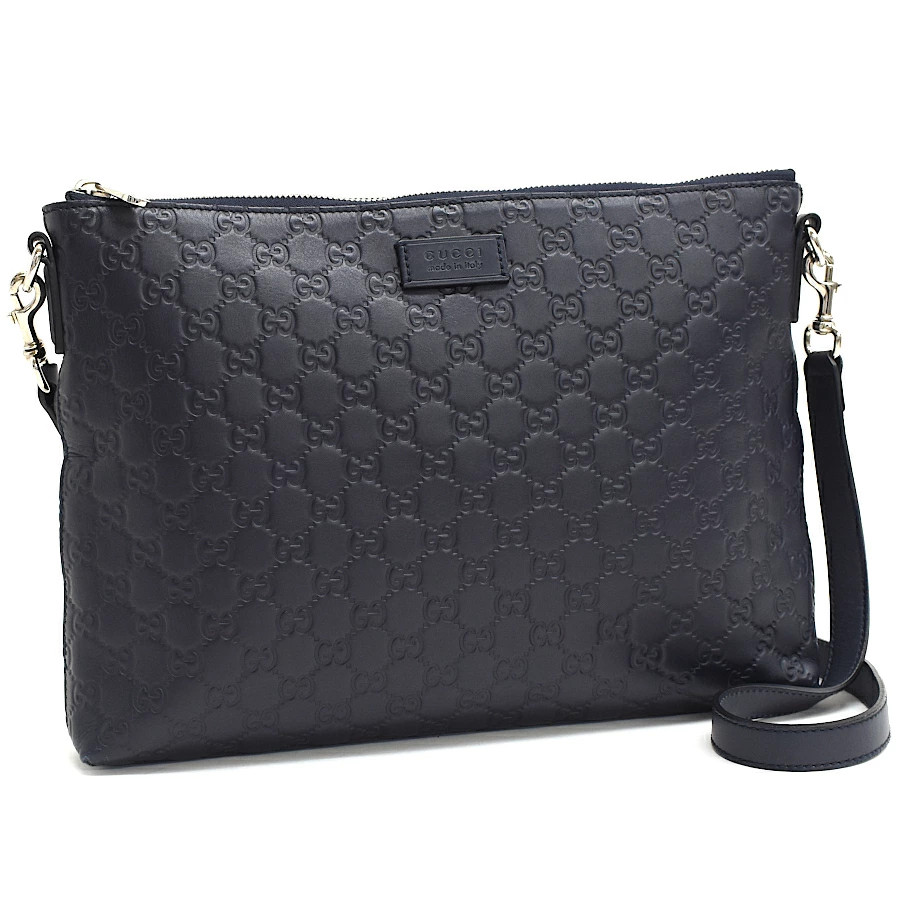 Gucci Shoulder Bag 2way Clutch 473882 GG Signature Guccissima Leather Dark