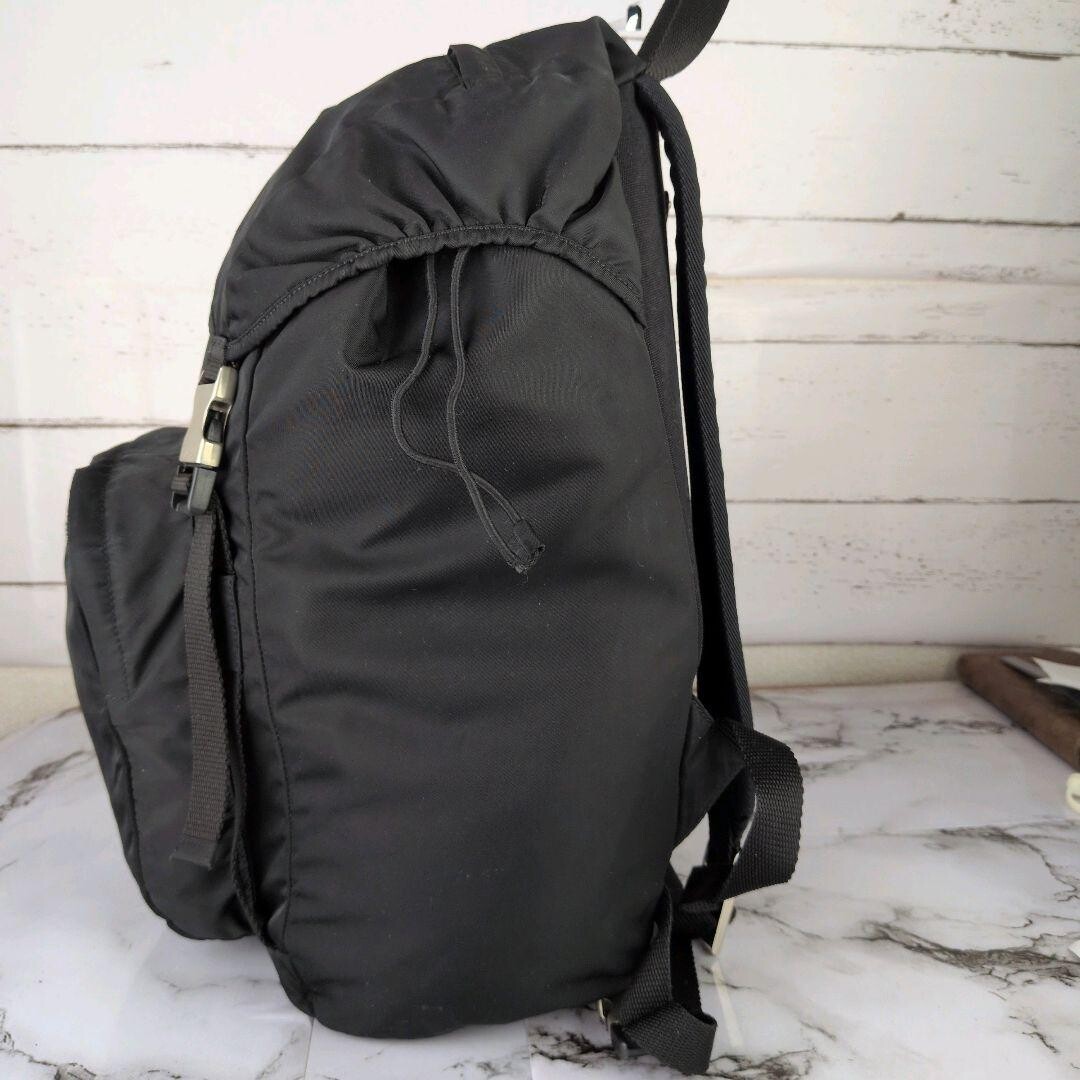 Prada Black Nylon A4 Backpack Triangle Logo Business Travel Rare Mens Unisex