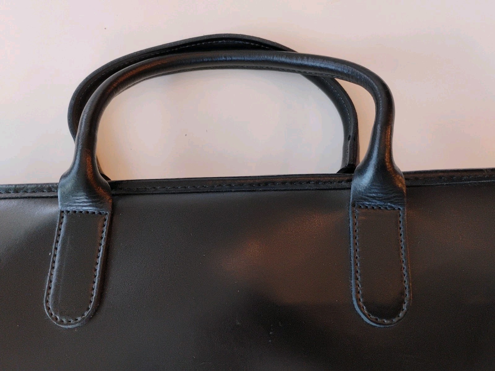 NWOT Jack Georges Leather Briefcase Milano Collection Black 15.5×10.5 Read, USA