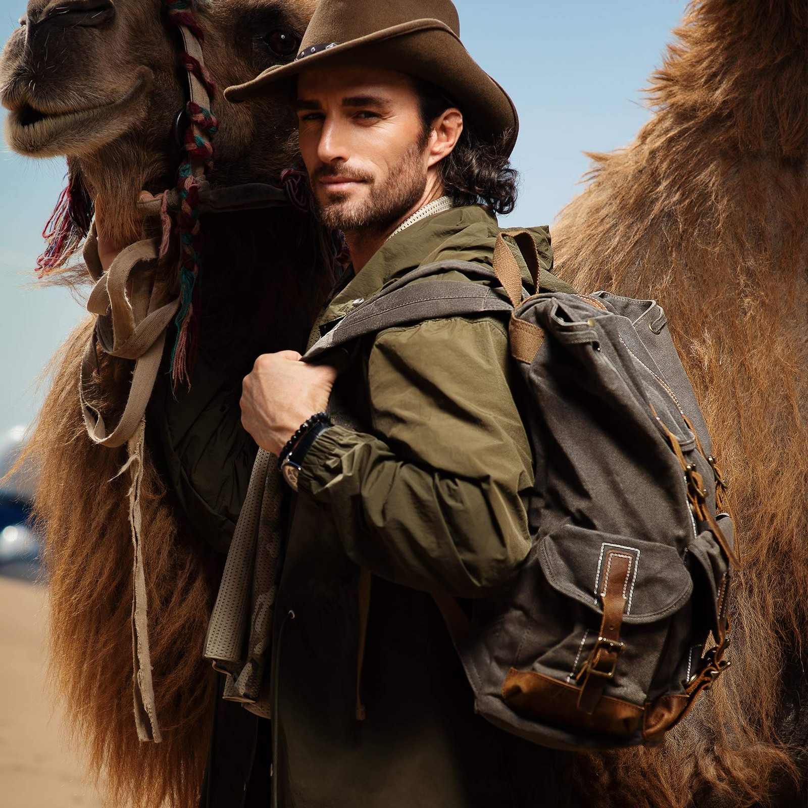 Heavy-Duty Waxed Canvas Rucksack Backpack