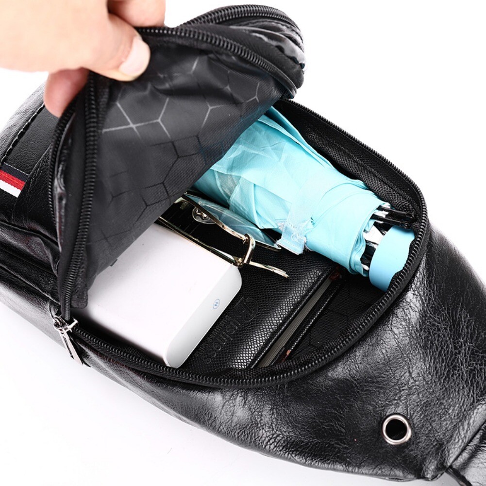 Mens Backpack Sling Chest Pack Shoulder Bag USB Charging Port Outdoor Hiking USA