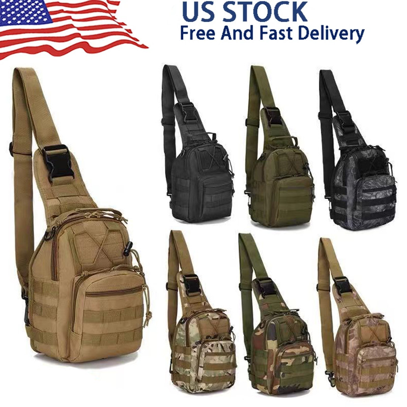 Men Backpack Tactical Sling Bag Chest Shoulder Fanny Pack Cross Body Molle Pouch