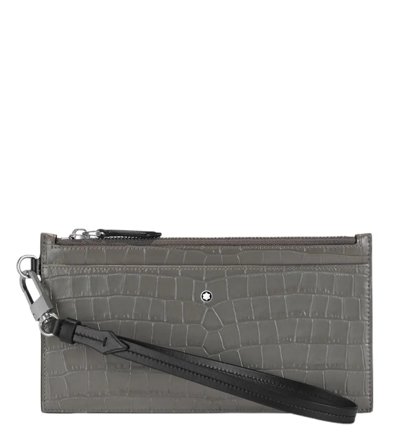 Montblanc Mini Pouch Grey Croc embossed Leather wrist strap 130013 RRP £445