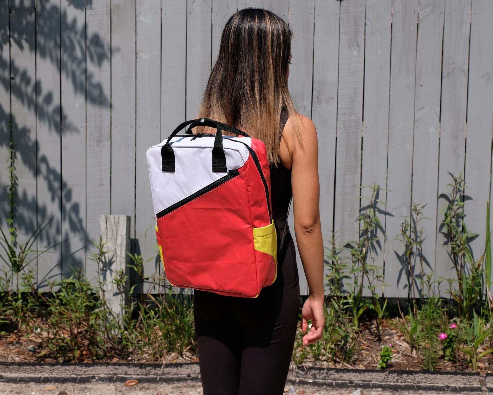 Recycled Backpack Unisex Red Upcycled Backpack Ecofriendly Urban Style