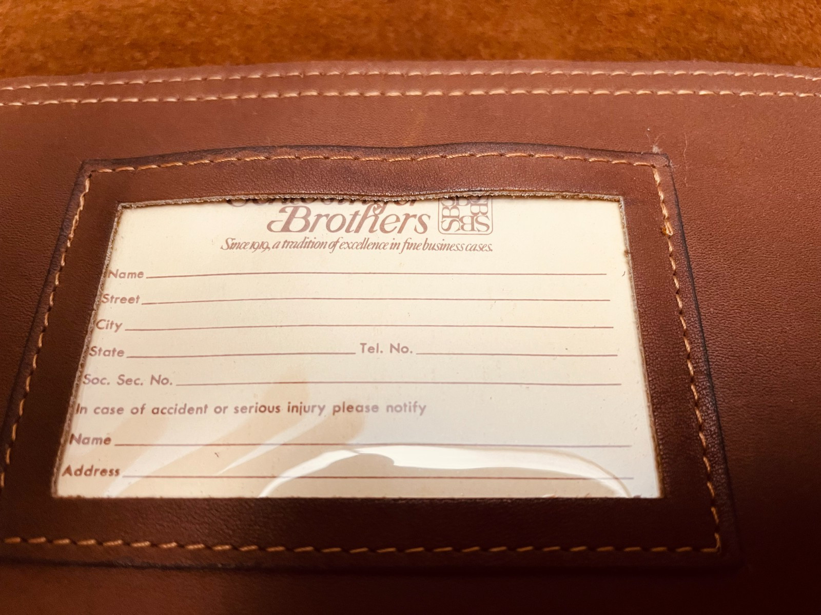 SCHLESINGER BROS. Thick Rustic Belting Leather Briefcase / Attaché / Portfolio