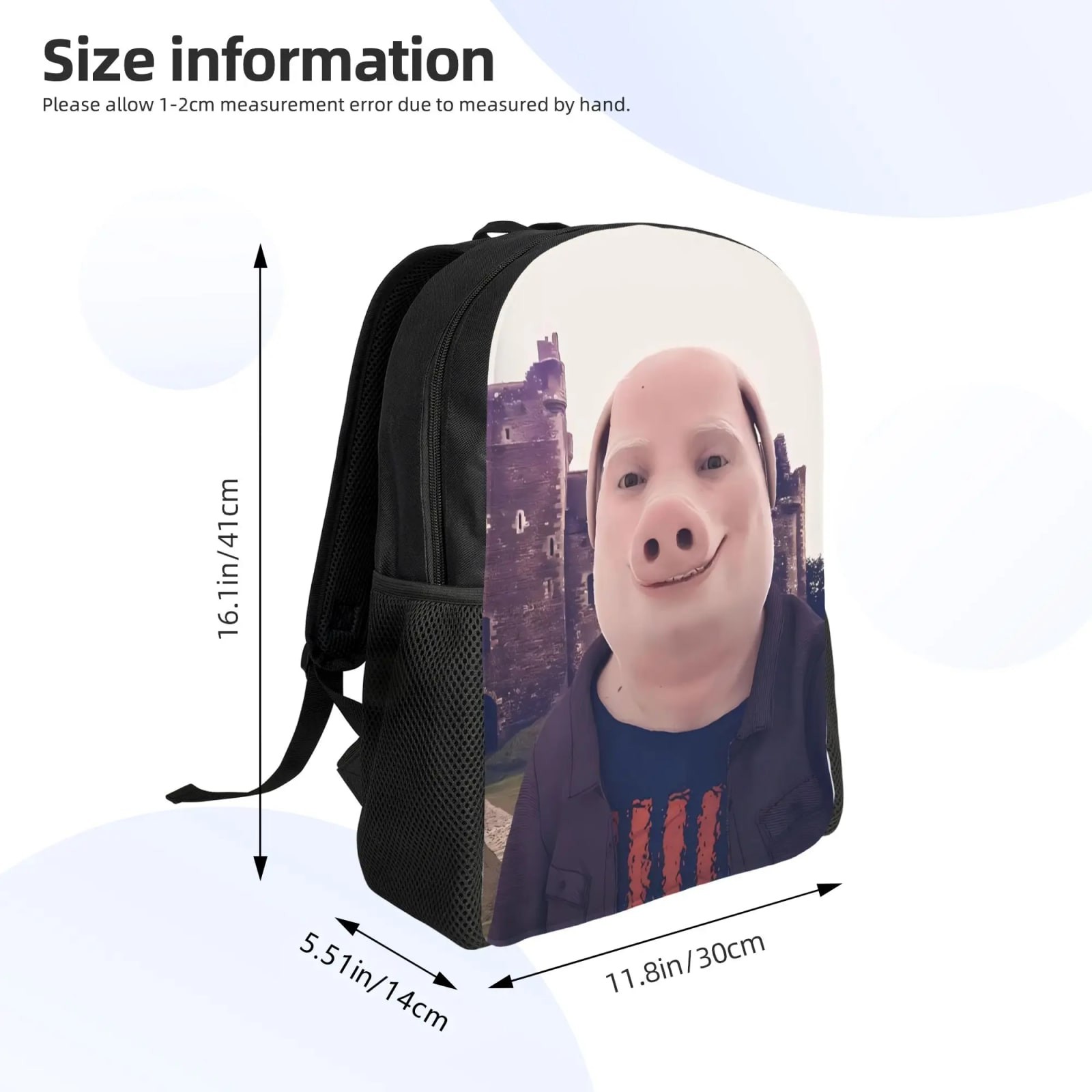 Cartoon Polyester Foldable Expandable Student Backpack 20-35L Unisex