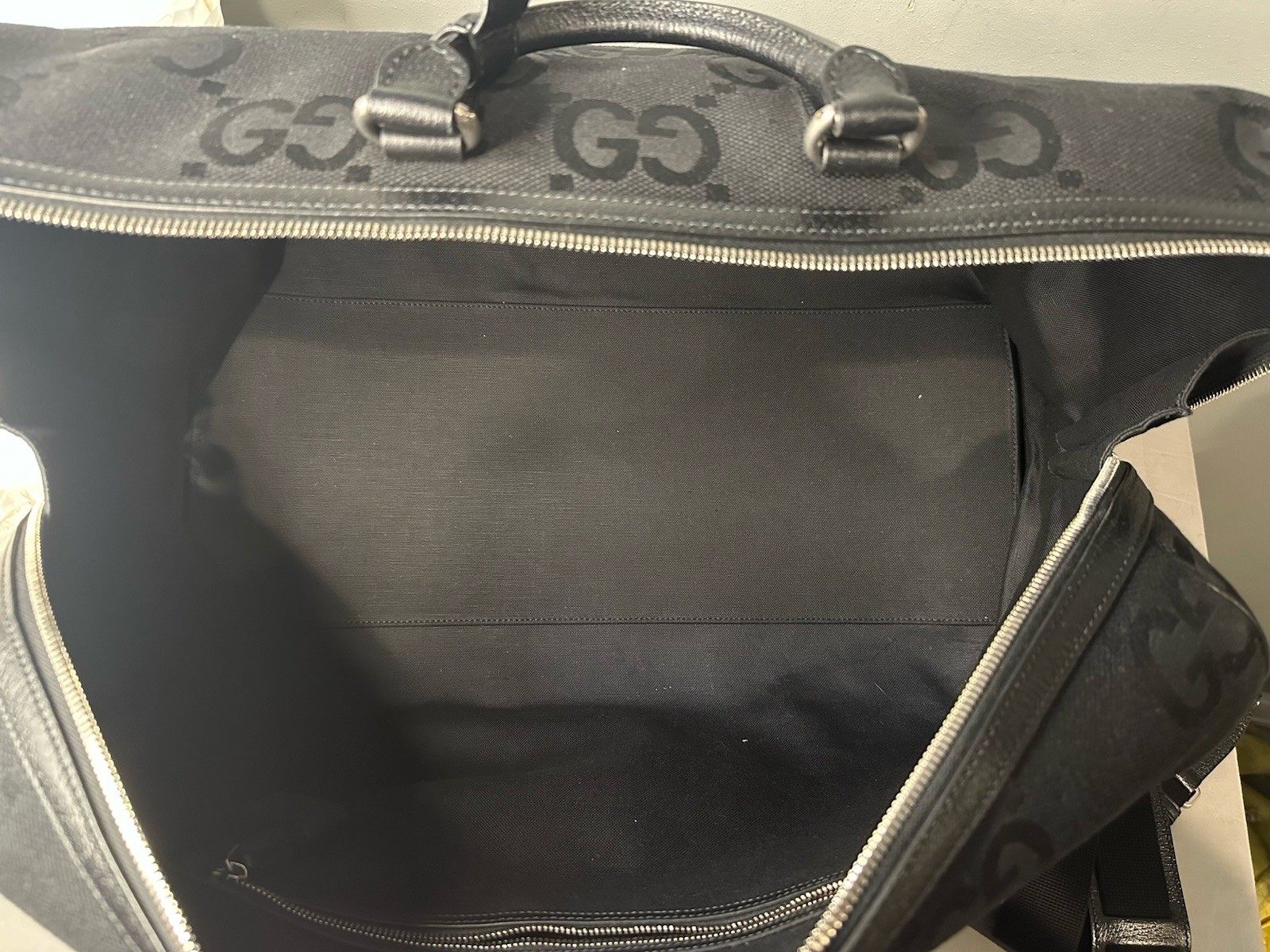 Gucci Jumbo GG Large Black Canvas / Leather Duffle Bag Authentic