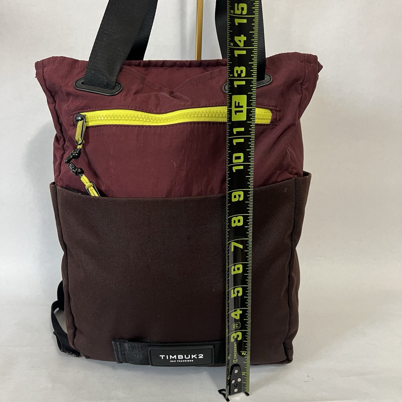 TIMBUK2 Backpack Scholar Tote Pack OS Brown & Red Zippers.