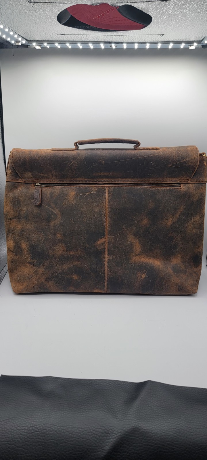 KomalC Distressed Buffalo Leather Briefcase Laptop Messenger Bag & Note Pad. New
