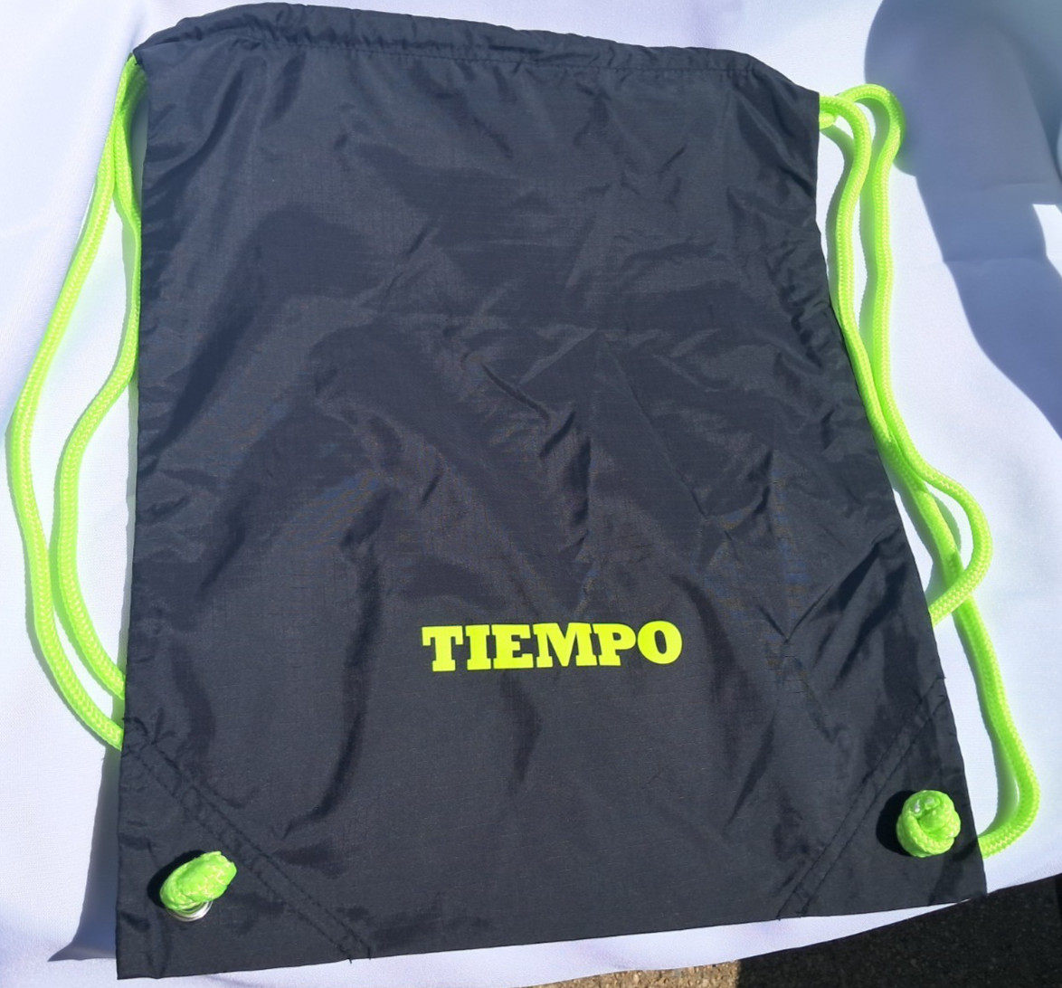Nike Tiempo Soccer Drawstring Tote Carry Shoe Dust Gym Bag 16×13 Black Volt