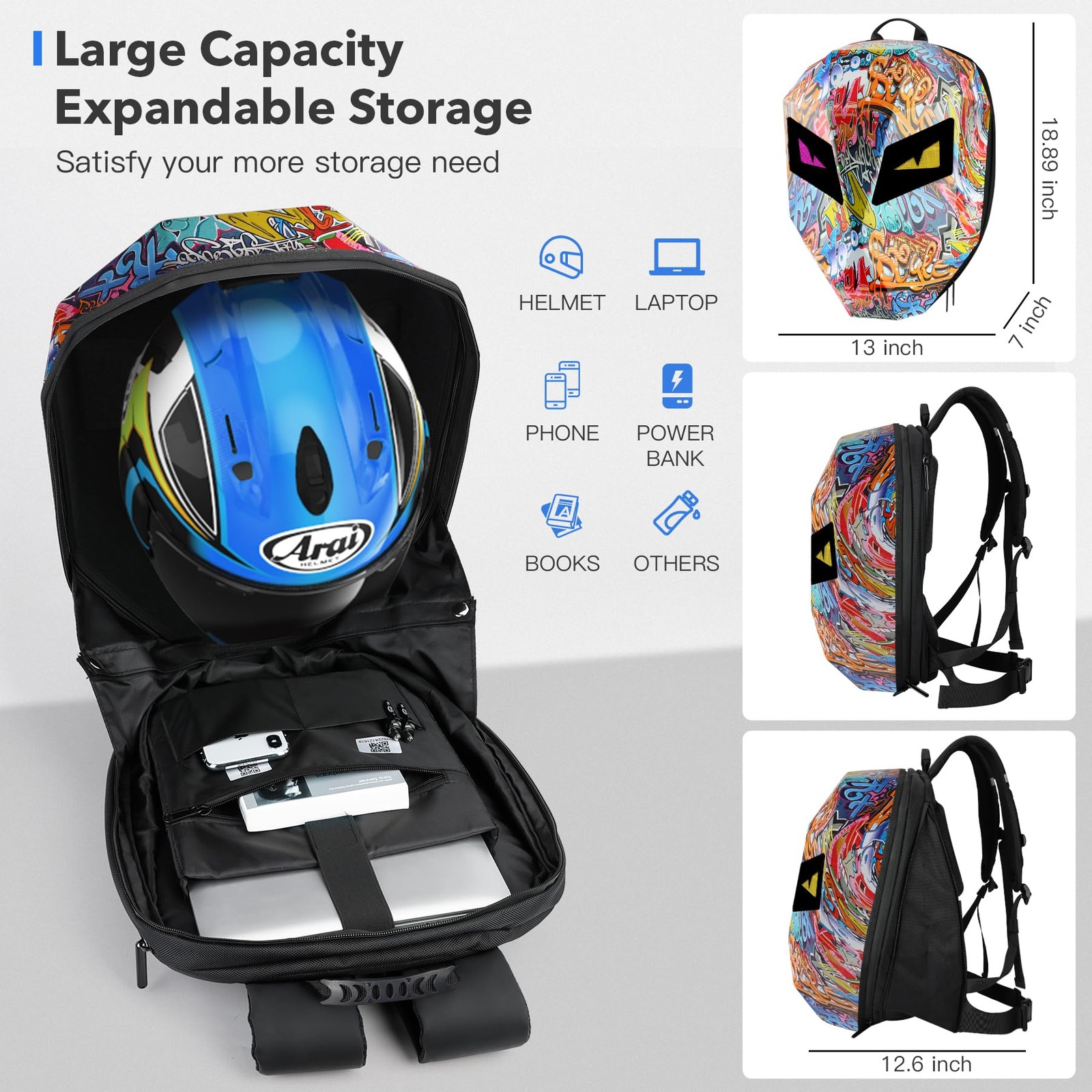 DABASHAN Motorcycle Backpacks 14.2 x 7.1 x 18.9 inches, Backpack(graffiti)