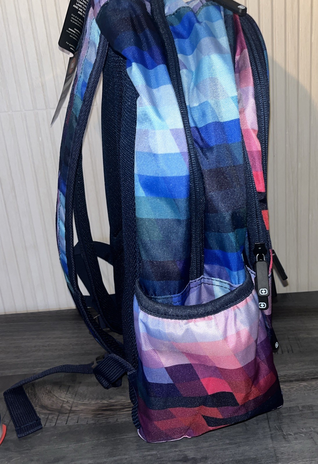 NWT OGIO Breaker Kaleidoscope Backpack Laptop Sleeve Geometric Blue Purple Pink