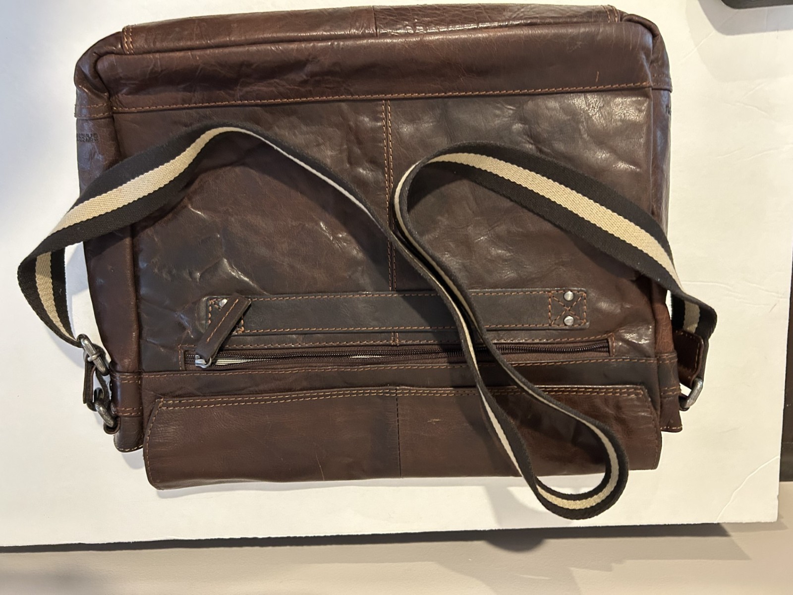 Jack Georges Spikes & Sparrow Brown Leather Briefcase Bag