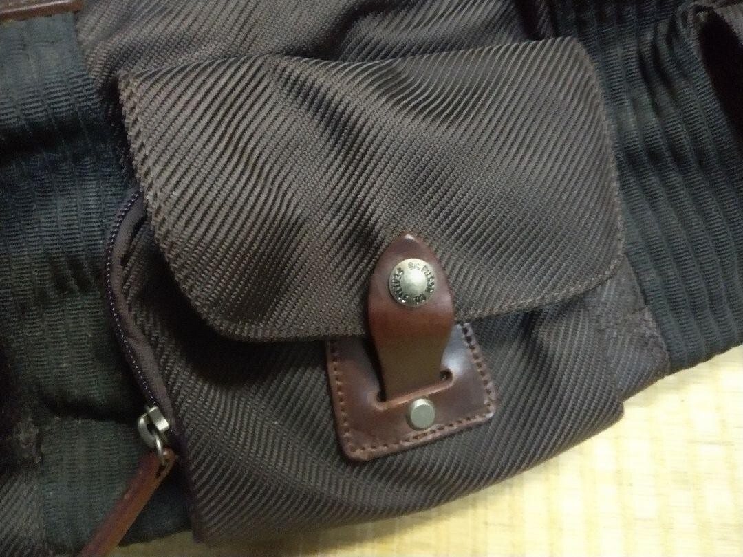 VINTAGE Filson Heritage Large Nylon Duffle Bag Brown Leather Trim Logo RARE
