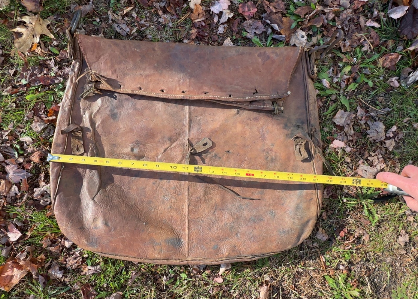 Antique Vtg Lrg Handmade Leather Satchel Messenger Mail Bag Patina Workwear rrl