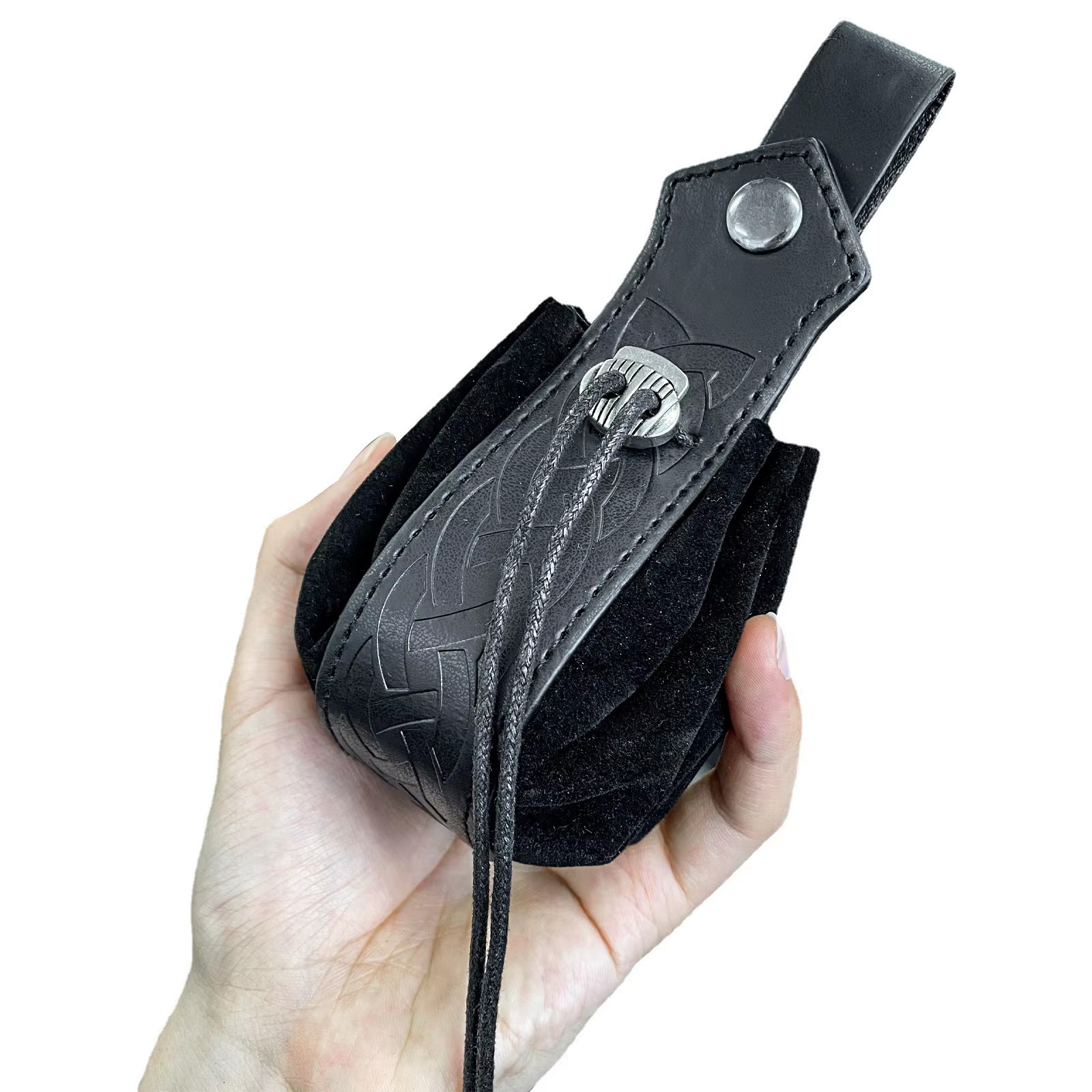 Medieval PU Leather Pouch Vintage Belt Drawstring Purse Viking Waist Bag Cosplay