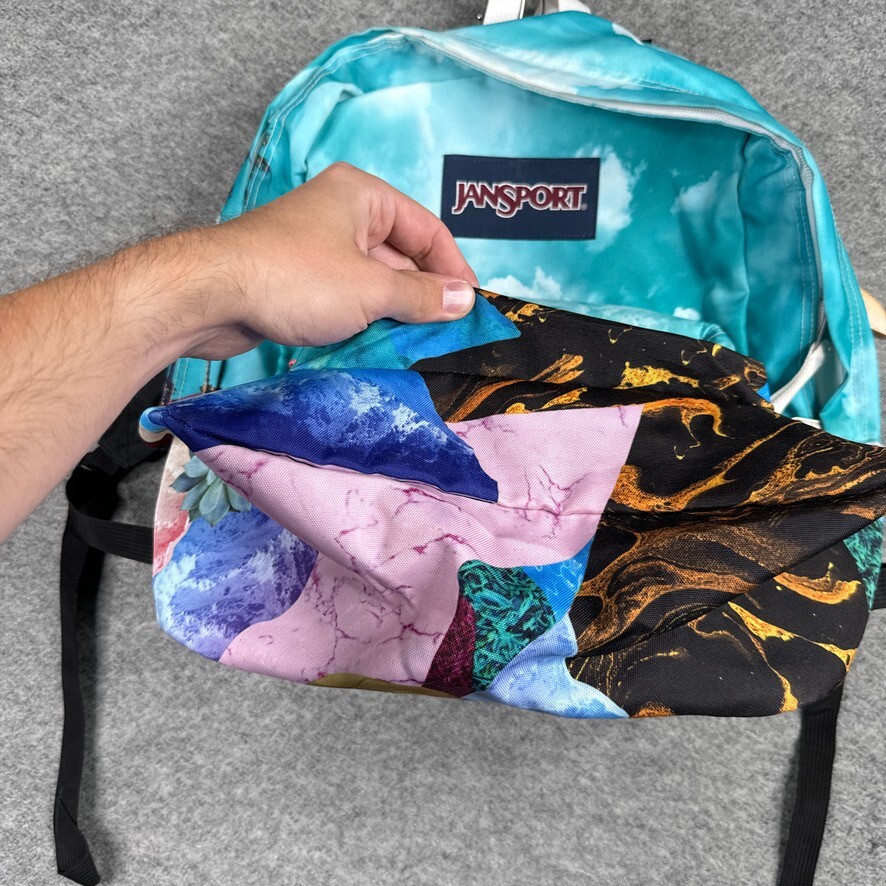 Jansport Backpack School Bag Blue Medium All Over Print