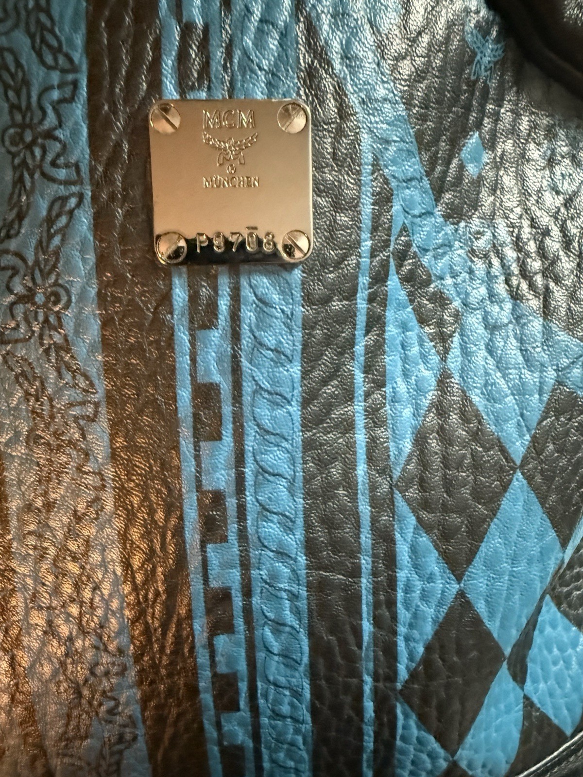 MCM Rare Stark Baroque Print Backpack Munich Blue