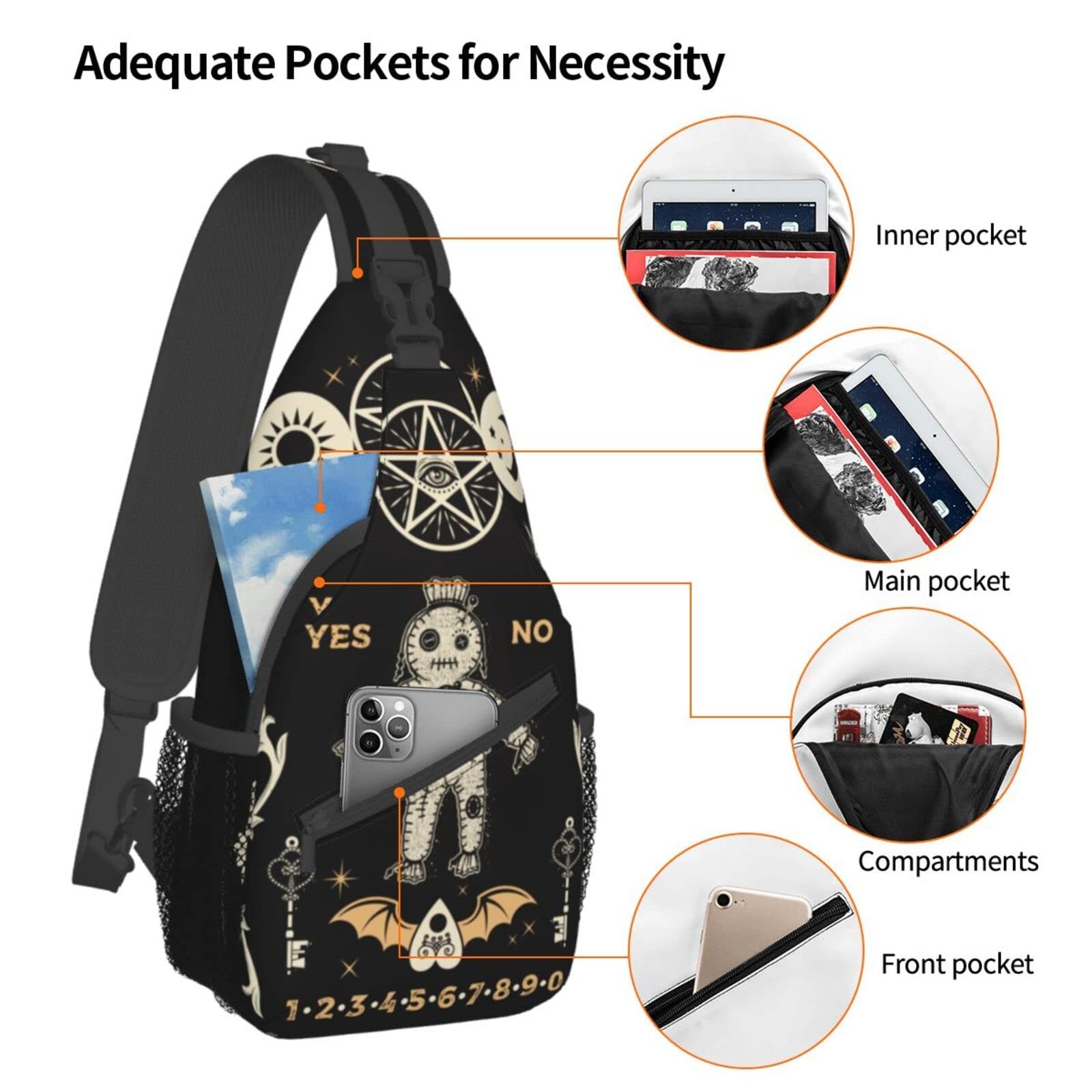 BCQJNB Goth Coffin Horror Gothic Sling Backpack Crossbody Shoulder Bag Travel…