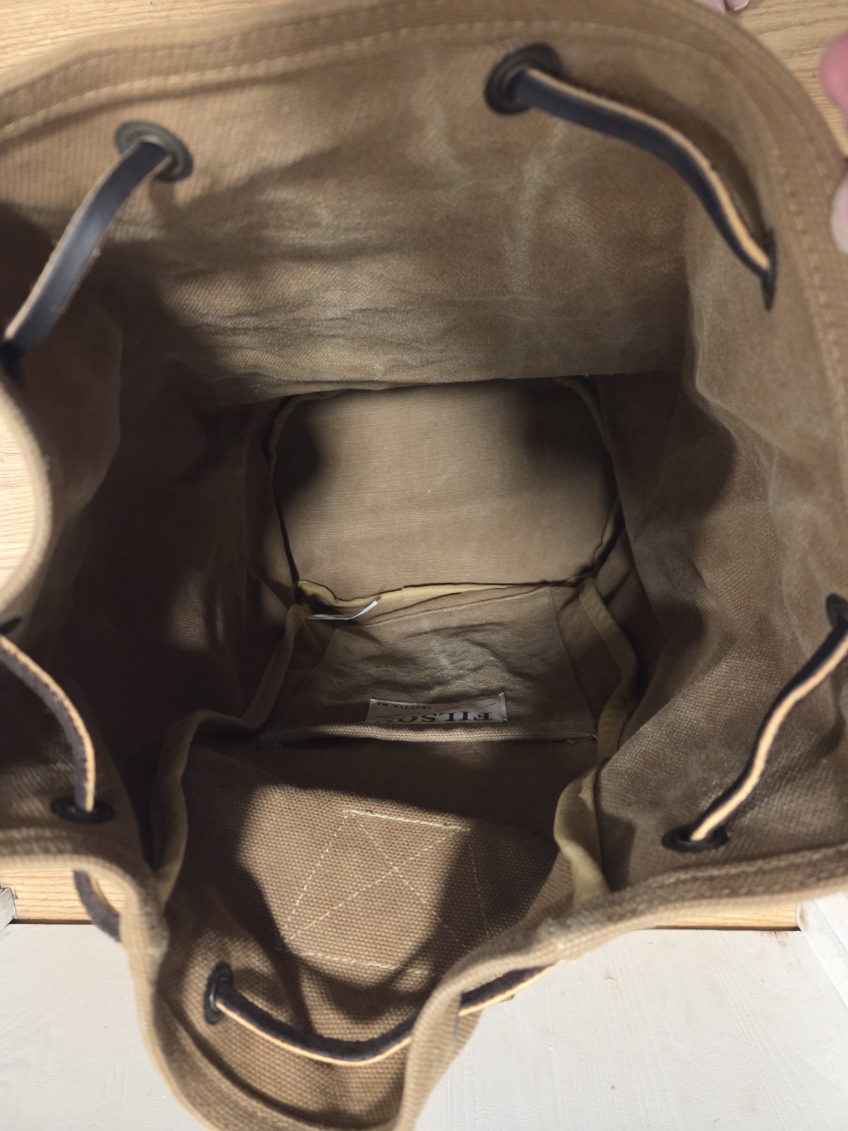 Filson Washed Canvas Cinch Pack | Tan | Made in USA | Discontinued | Rare