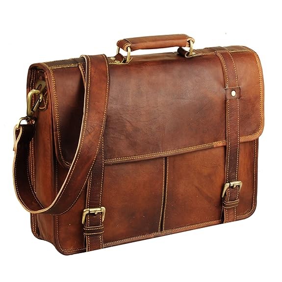 Leather Messenger Bag for Men Vintage Handmade Laptop Shoulder Briefcase Satchel