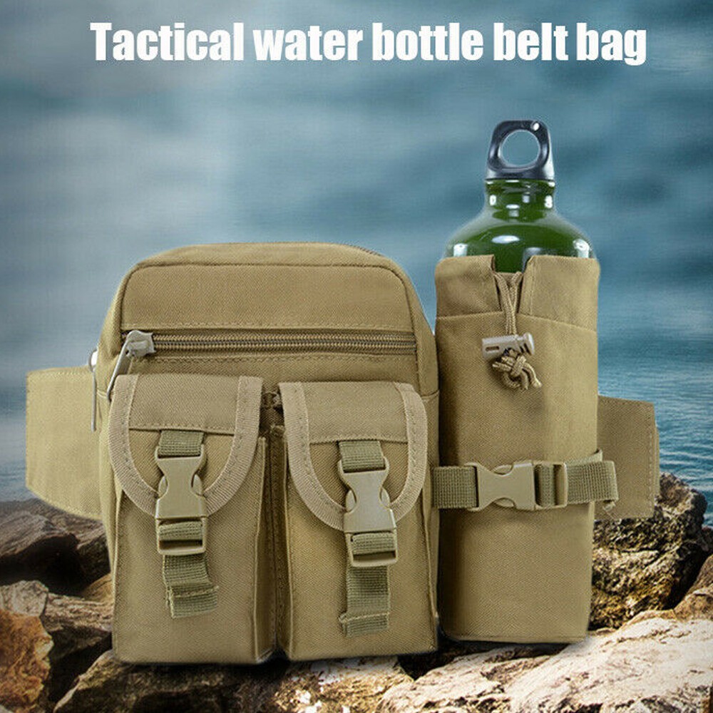 Tactical Waist Bag Waterproof Utility Belt with Water Bottle Holder Fanny Pack