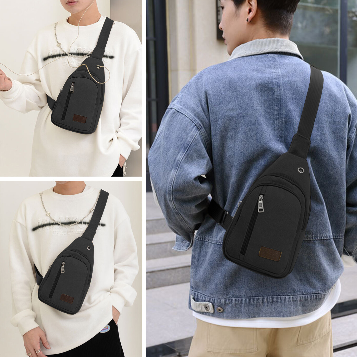 Men’s Sling Backpack Anti-theft Shoulder Crossbody Chest Bag Fanny Pack USB Port