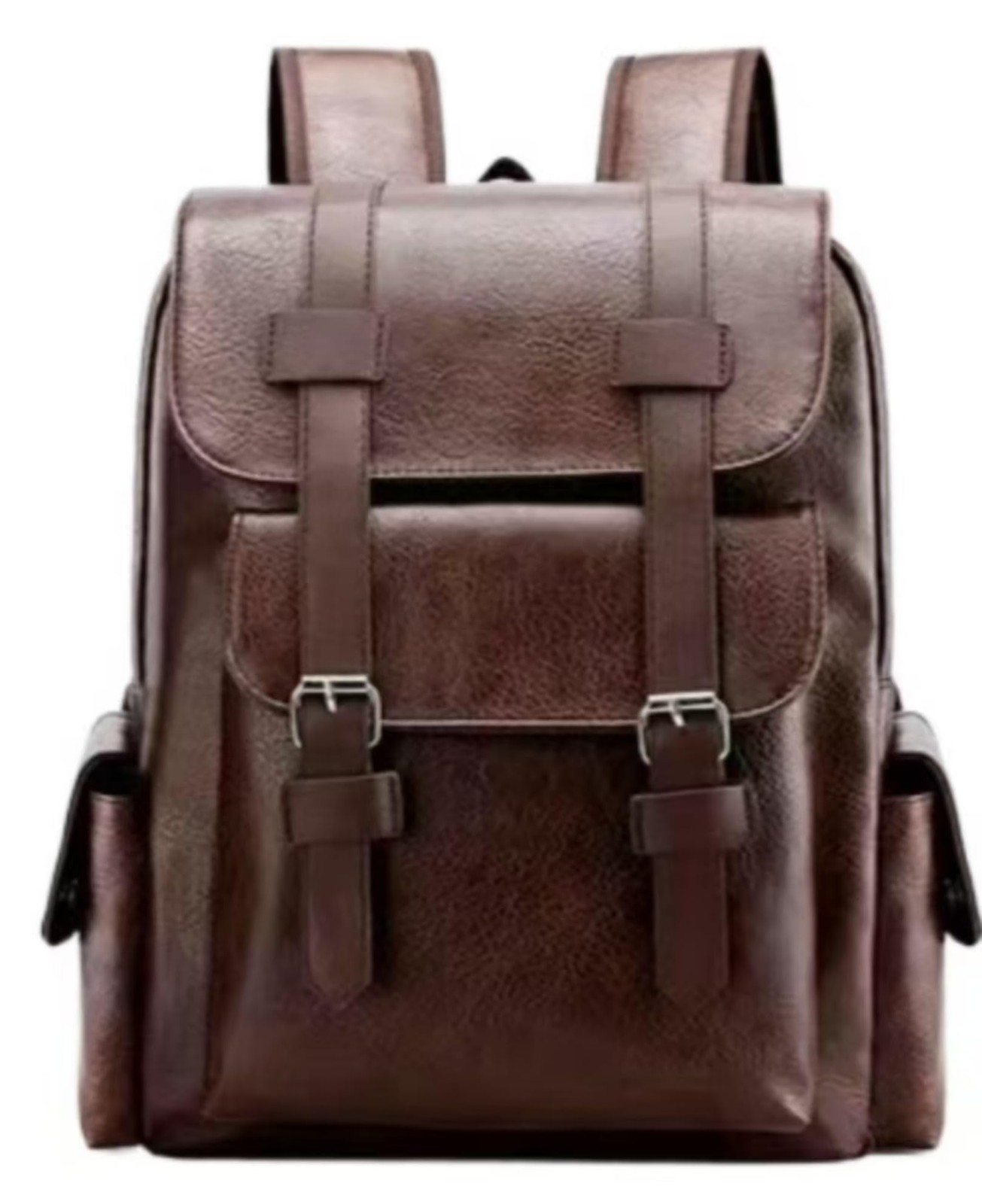 Waterproof PU Leather Backpack for 15.6″ Laptop, Lightweight Travel Commuter Bag
