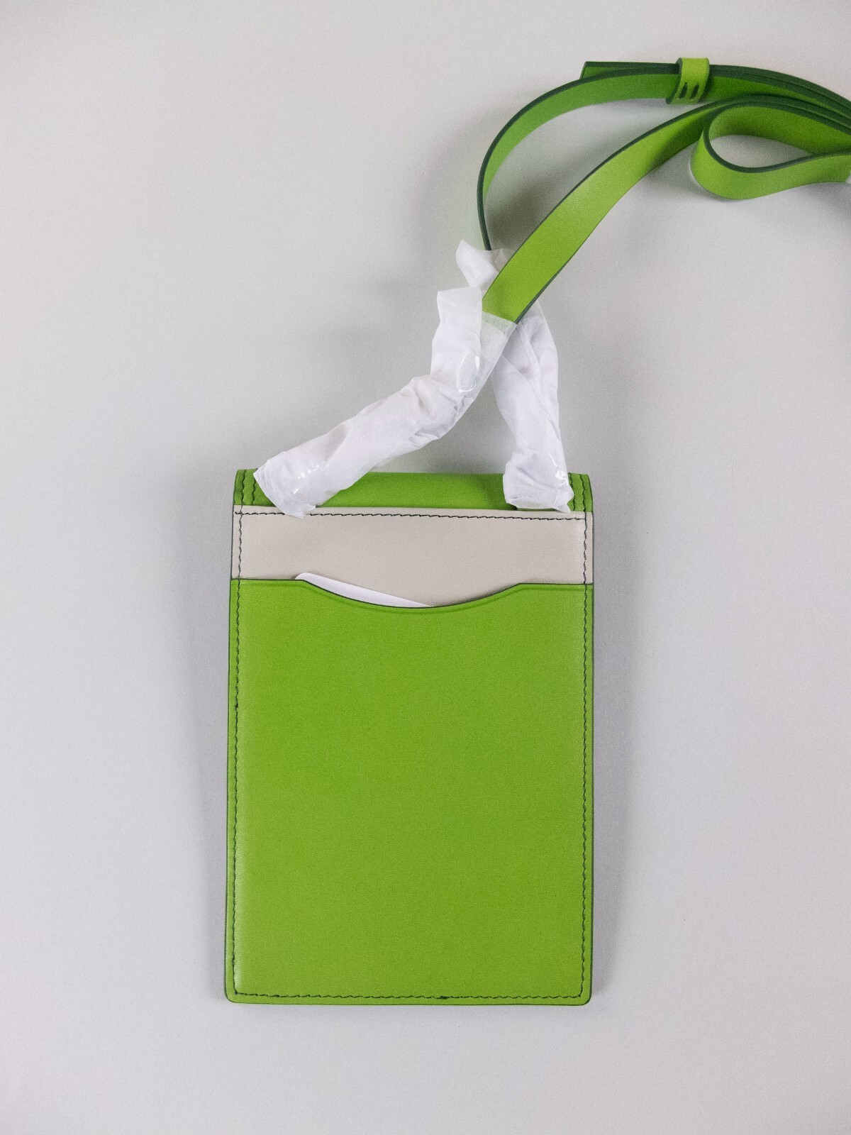 (NO CUSTOMS TAX) PS PAUL SMITH ipatch three tone green leather neck pouch bag