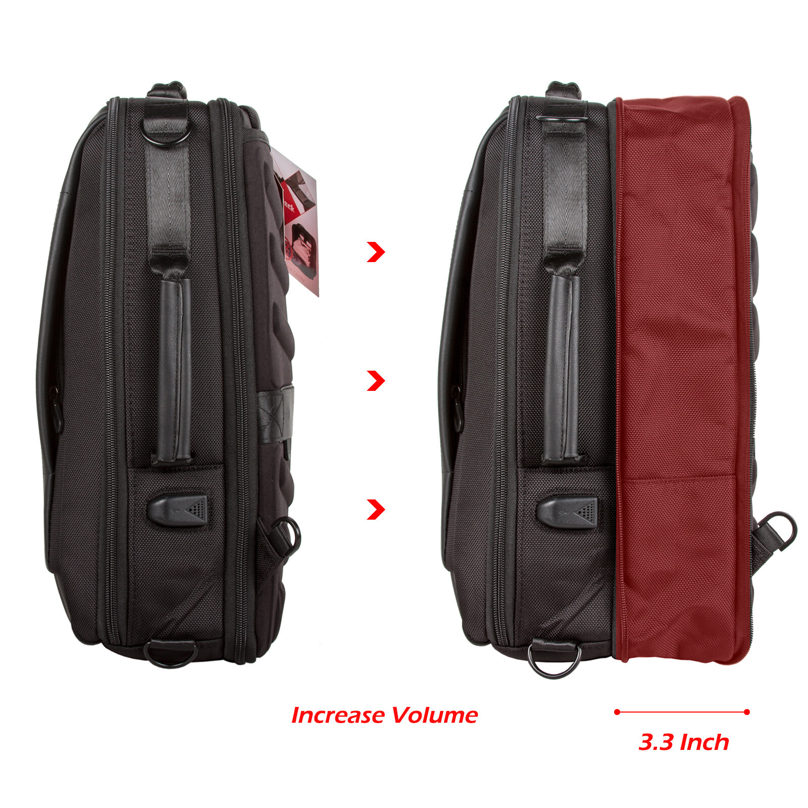 15.6″ RFID Business Backpack Laptop Increase Compartment Bag USB Charging Port