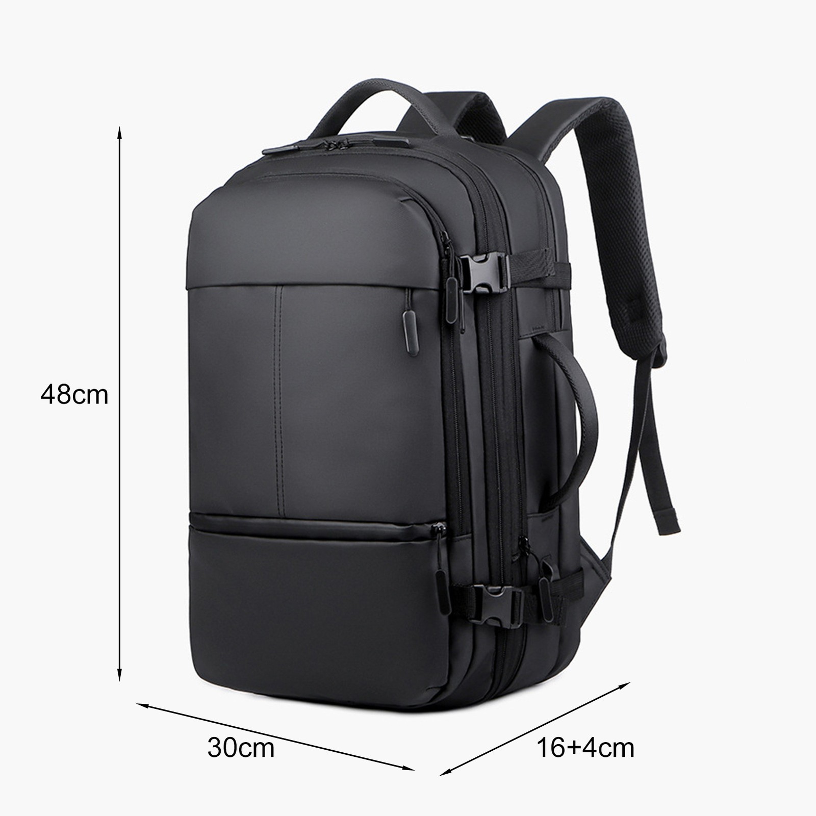 Waterproof Expandable Backpack USB Port Anti Theft Lock 18.9×11.8×6.3in