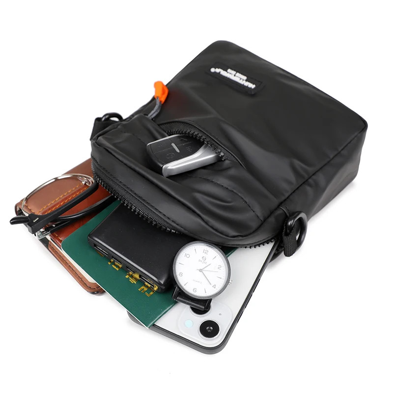 Simple Mini Men Crossbody Bag For Phone Side Bag Casual Waterproof PU Leather.