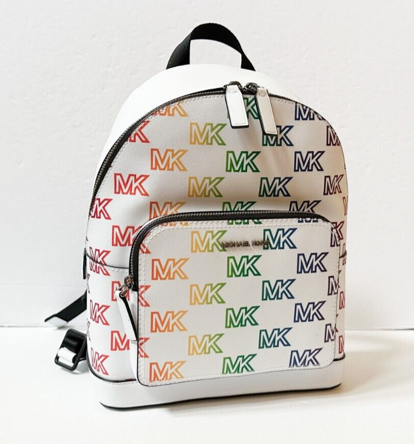 MICHAEL KORS UNISEX COOPER COMMUTER SLING BAG BACKPACK MK RAINBOW OPTIC WHITE
