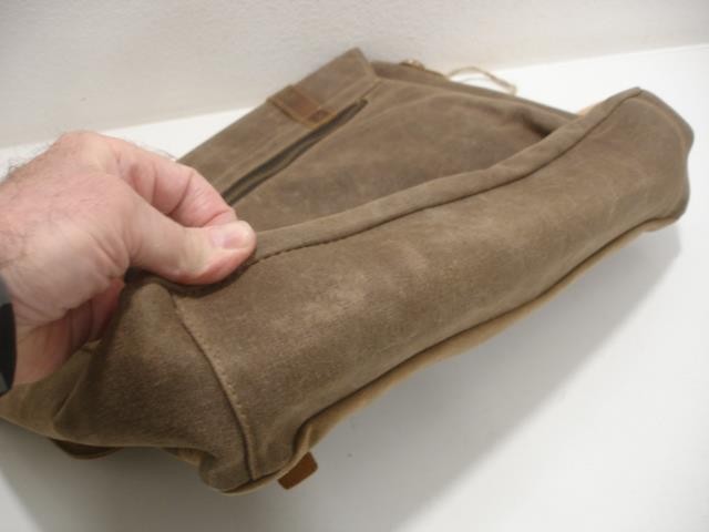 Manificent Laptop Messenger Bag Brown Leather Canvas Shoulder Strap Briefcase