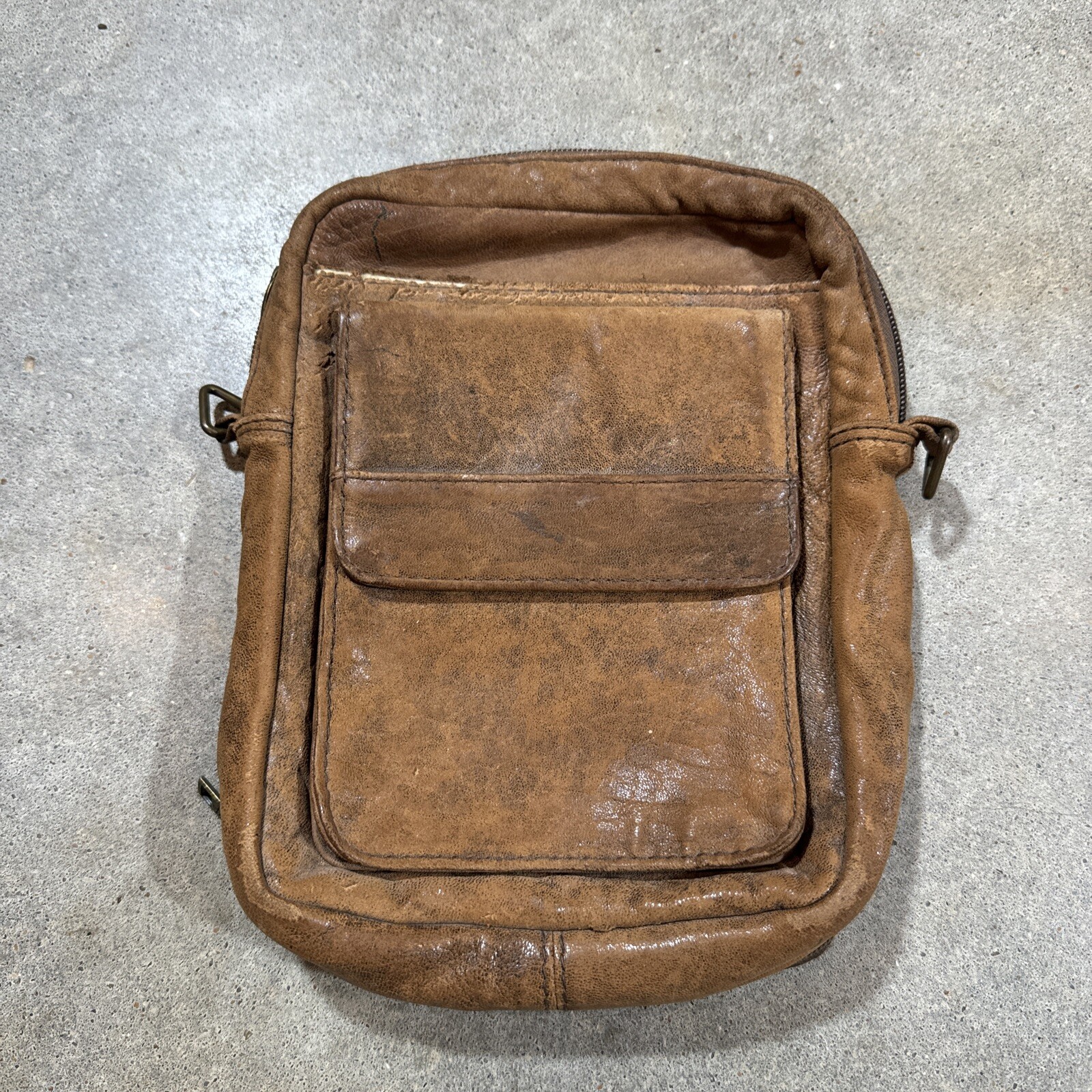 Scully Western Tote Bag Mens Aerosquadron Front Flap Walnut *Flaw, No Strap