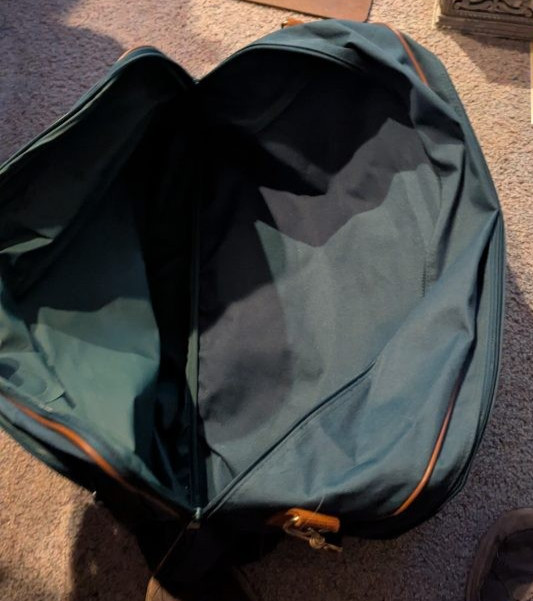 Vintage Polo Ralph Lauren Green Canvas Leather Trim Duffel Weekender Travel Bag
