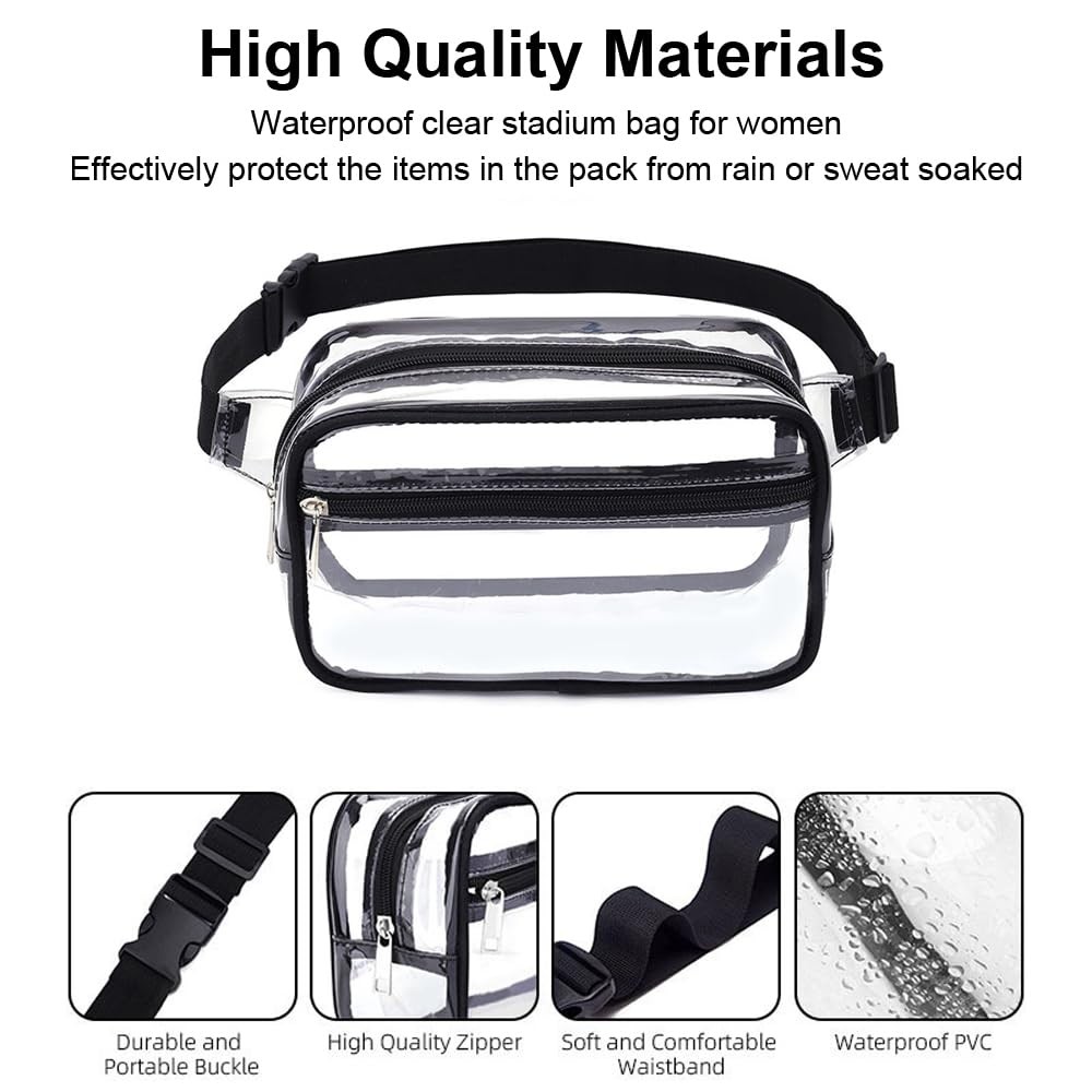 Clear Purses for Women Stadium Fanny Packs, 8.7 x 5.9 x 3.0 inches, Blue