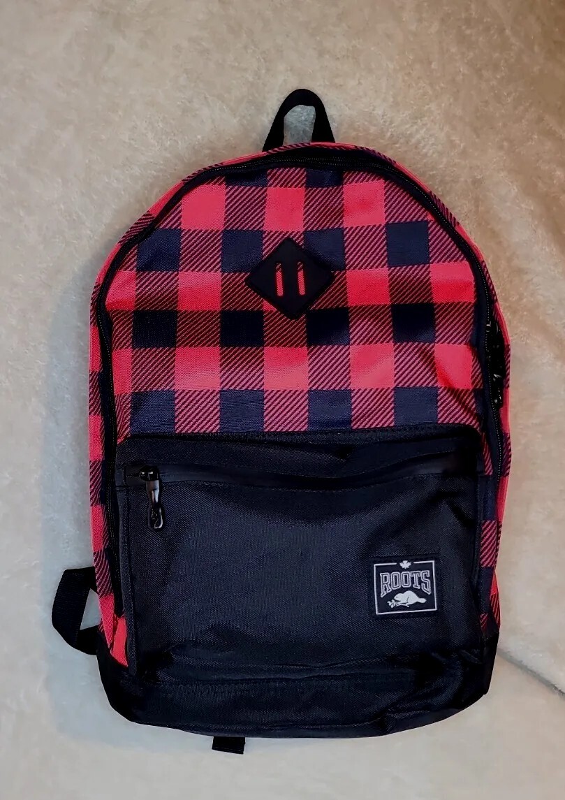 Roots Canada Feather-Weight Buffalo Plaid Backpack Water Resistant New With Tags
