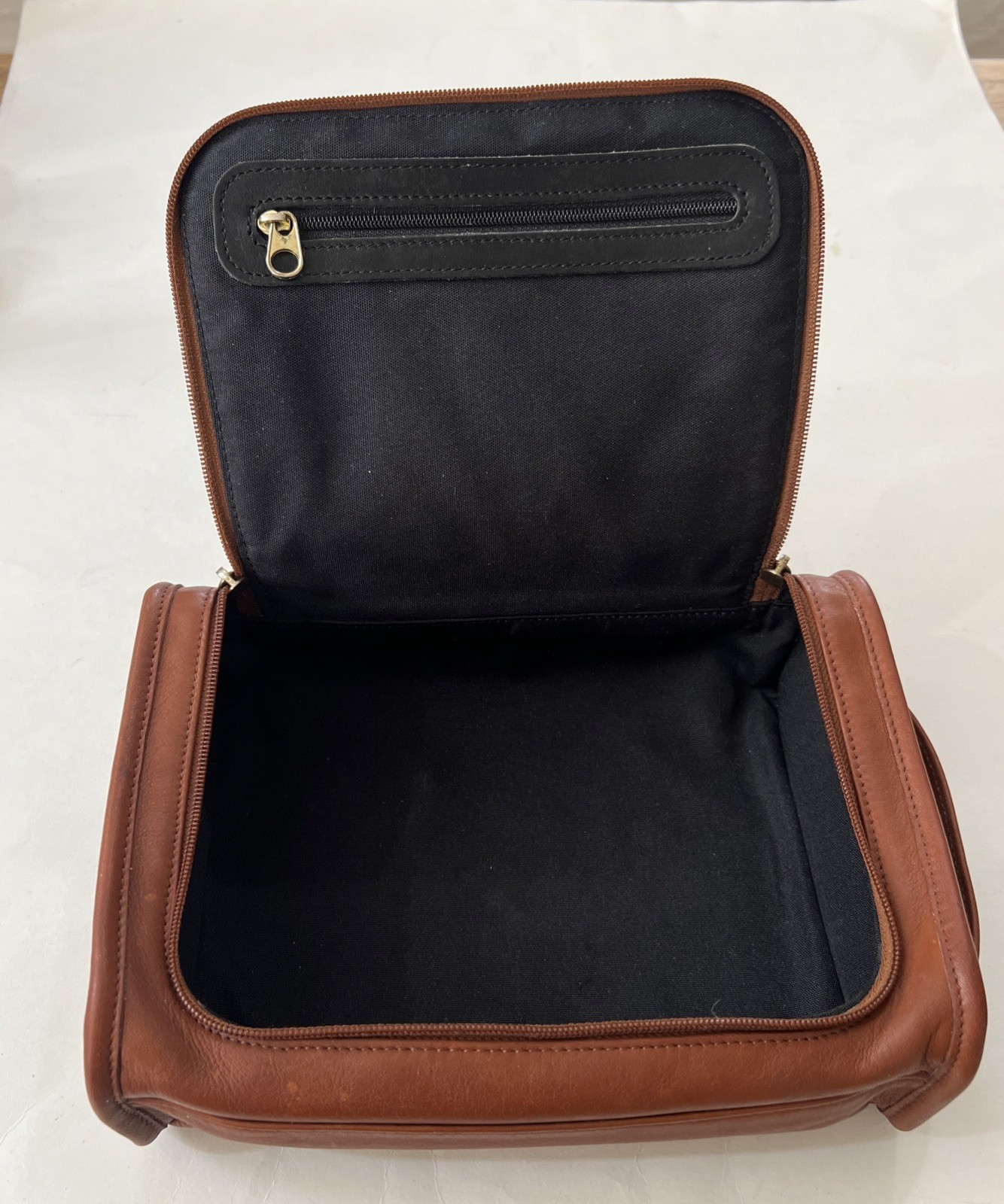 Vintage Coach Dopp Kit Men’s Brown Leather Toiletry Bag Travel Zip Around