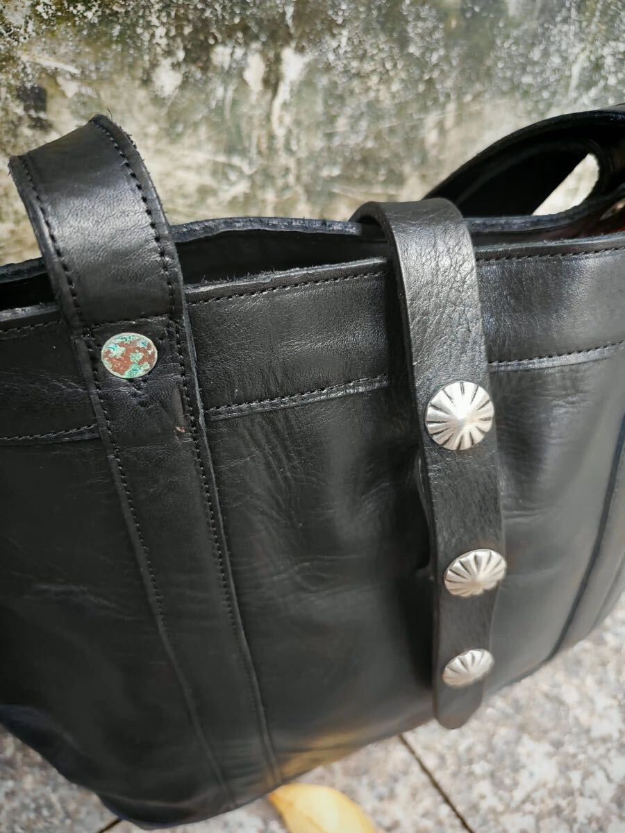 Unused RRL Leather Tote Bag Black W 41cm H 30cm D 14cm Size Waxed Leather