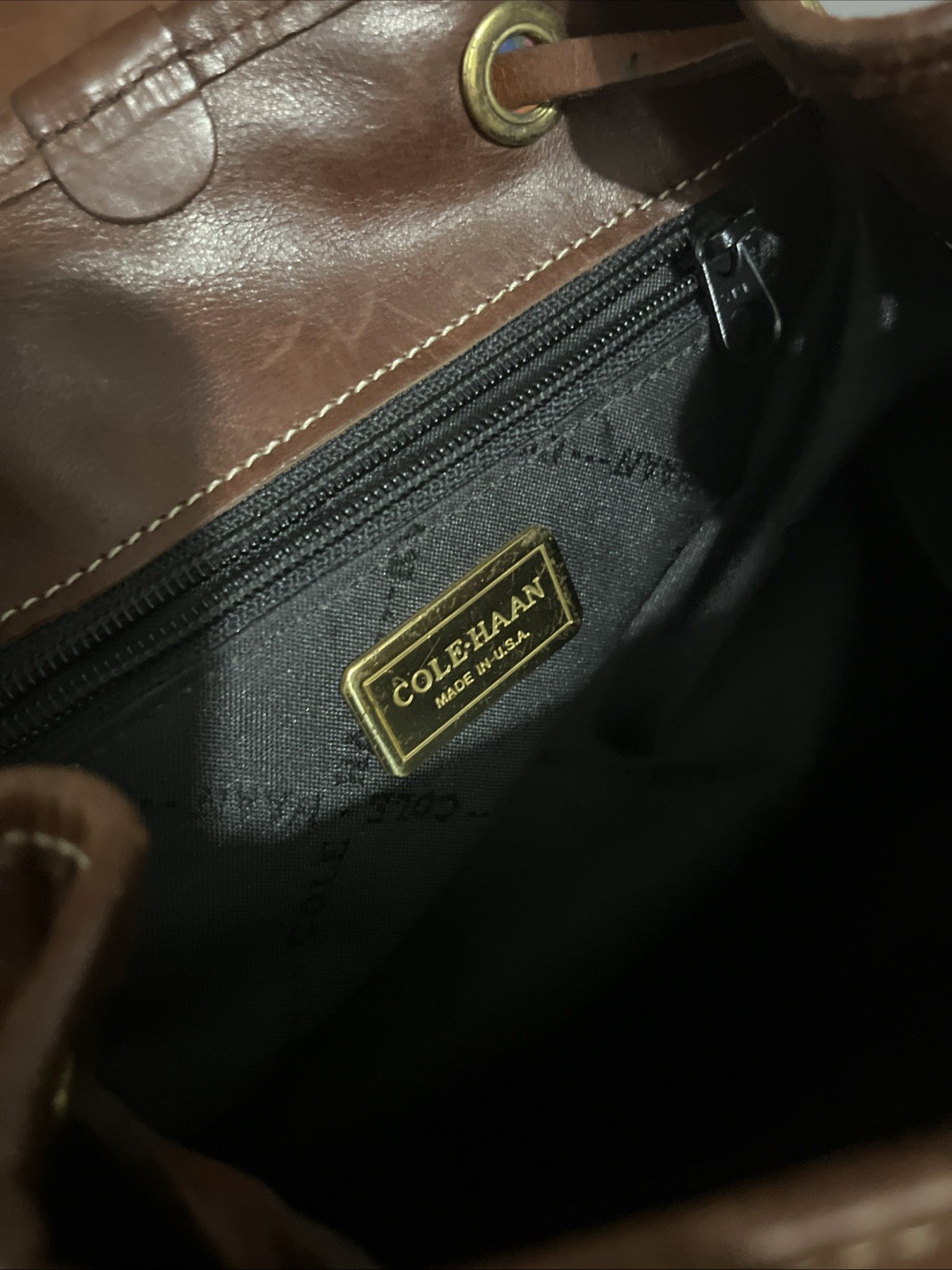 Vintage 90’s Cole Haan Brown Leather Backpack Purse 11×11”