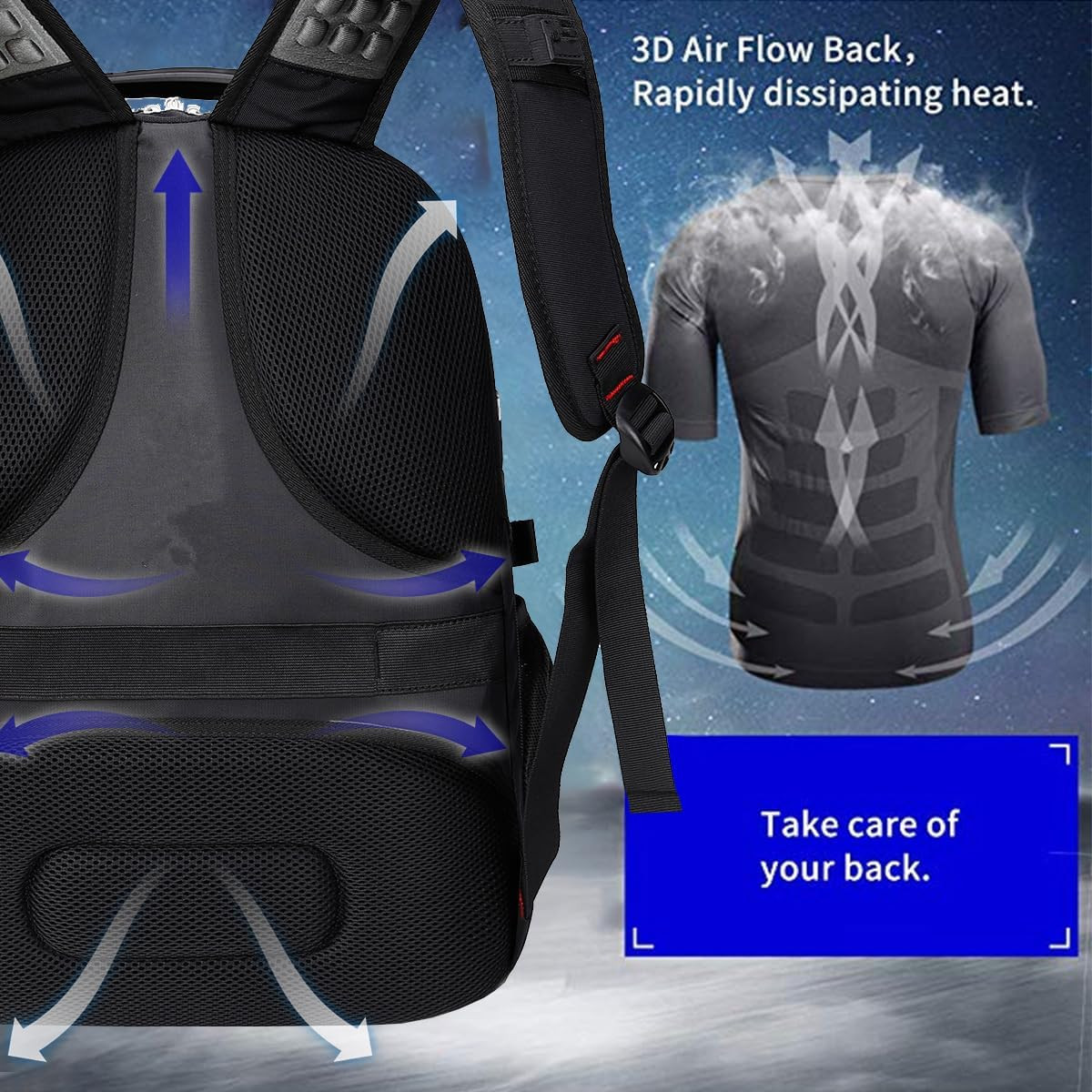 Extra Large 50L Travel Laptop Backpack with USB Charging Port, College High Scho