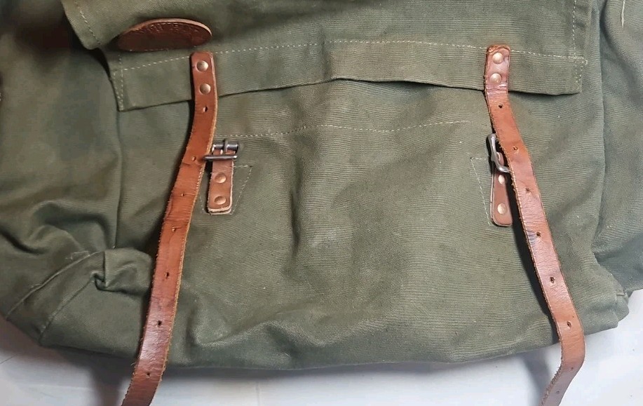 Vintage Duluth Pack Large Green Canvas Canoe Camping Backpack Leather Straps