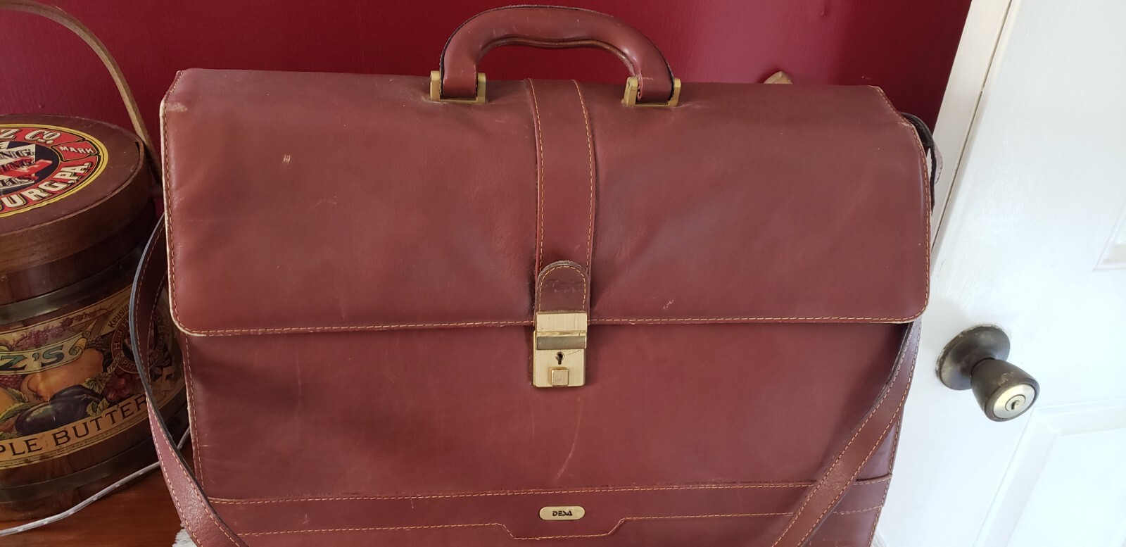 VINTAGE 1990s GENUINE REAL BROWN LEATHER DESA PROFESSIONAL BUSINESS BRIEFCASE